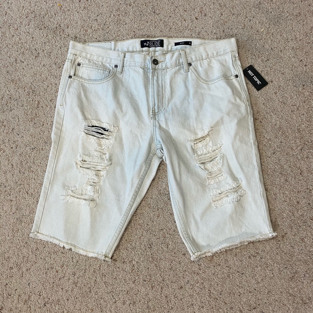 Rude Denim Men's Jean Shorts Destructed Light Skinny Fit NWT Size 36